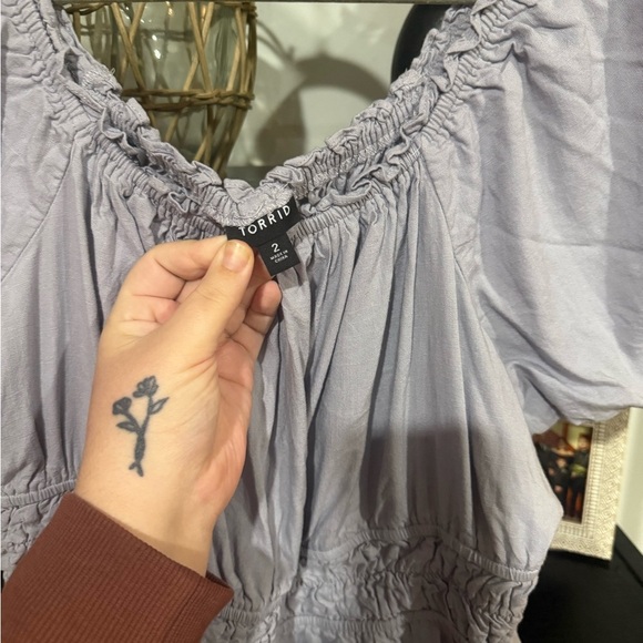 Torrid Light Purple Gathered Blouse plus size 2x - Picture 4 of 6